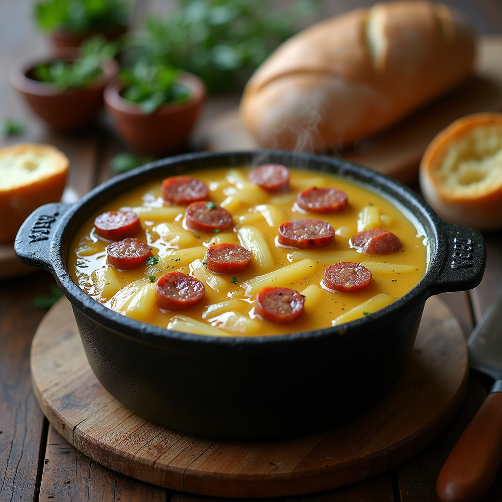 fondue d'endives aux saucisses fumées